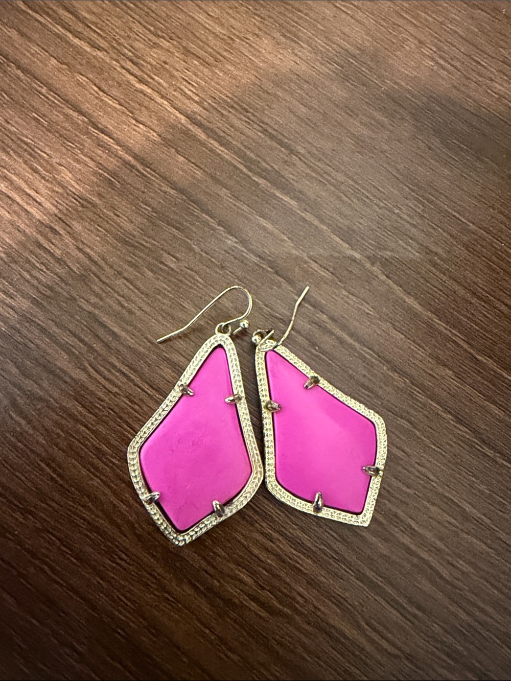 Gold-Trim Pink Drop Earrings
